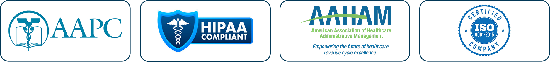 AAPC, HIPAA, AAHAM, ISO Logos